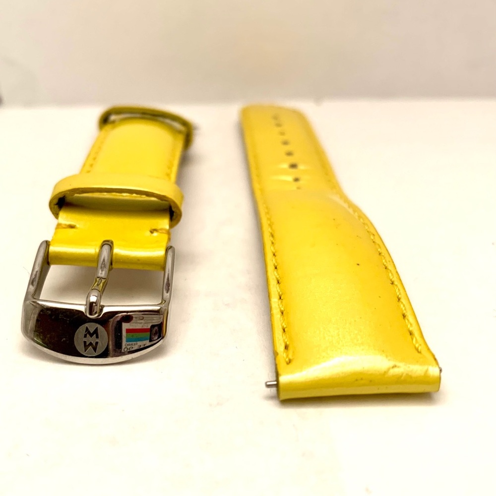 Michele Yellow Leather Watch Band 18 mm